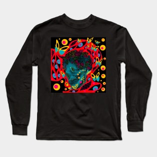 skeleton in floral crown ecopop mandala Long Sleeve T-Shirt